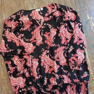 Cato Black and Red Paisley Women's Top